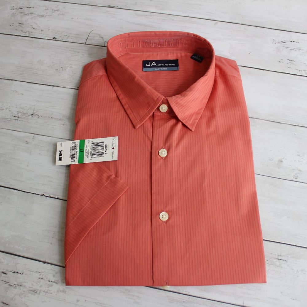 JA Men's Dress Shirt Size LT Large Tall Short Sleeve